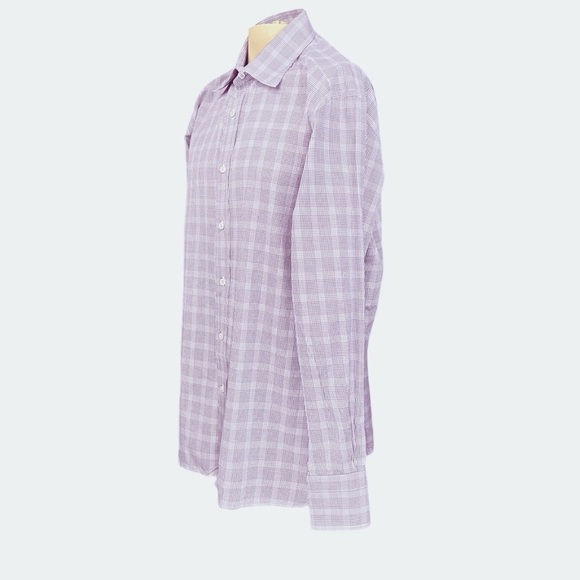 TOM FORD Glen Check Shirt 44 Neck 17.5" Prince of Wales Cotton Poplin - Picture 7 of 16